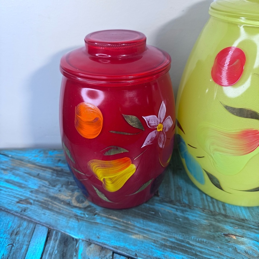 1950’s Bartlett Collin’s Mid Century Modern Vintage Glass Cookie Jar Set of 3 - Picture 3 of 16